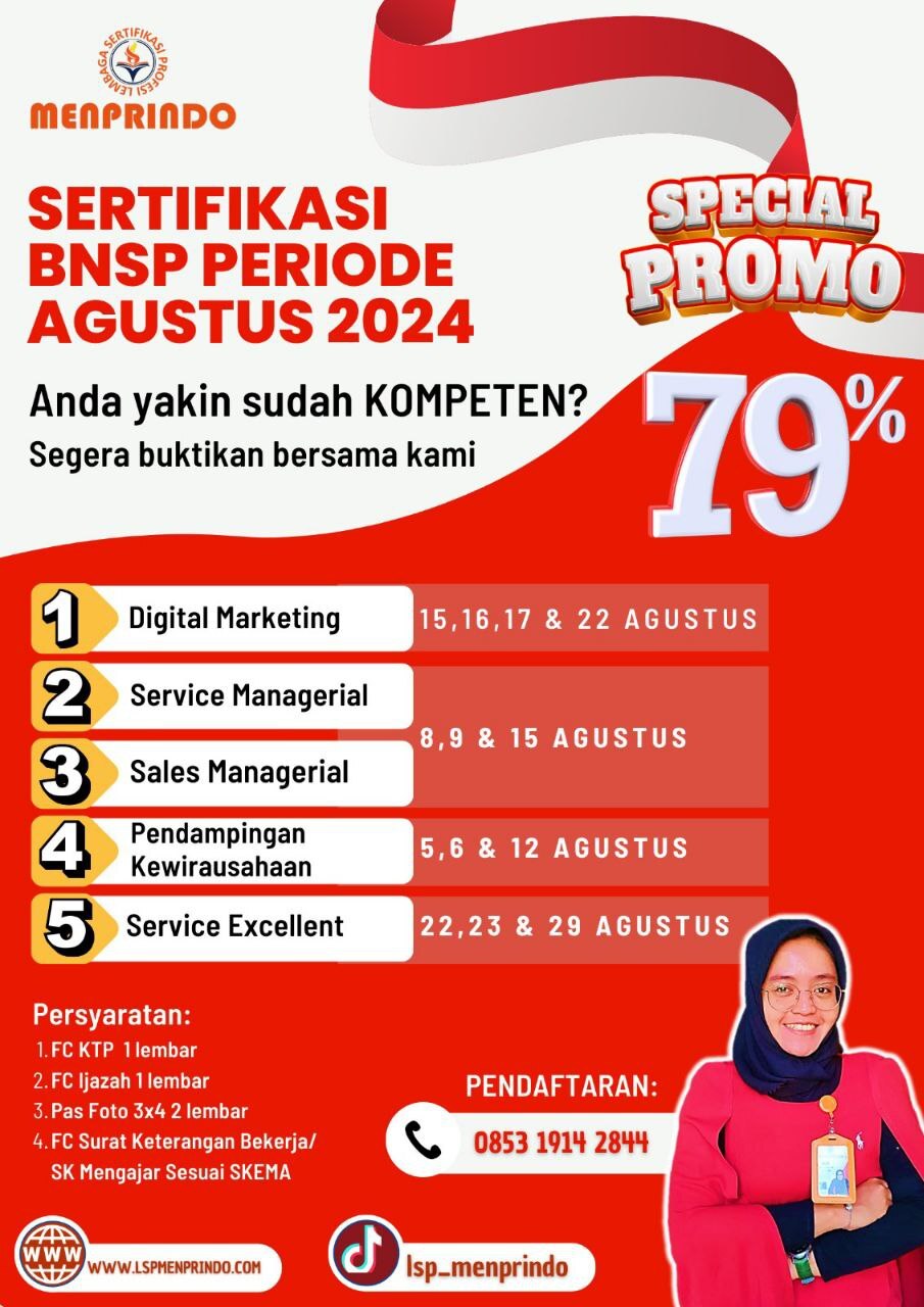 Promo sertifikasi BNSP Agustus 2024